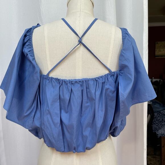 Zara Bubble Crop NWT Straps Large Blue‎ Y2K Style - Picture 2 of 8